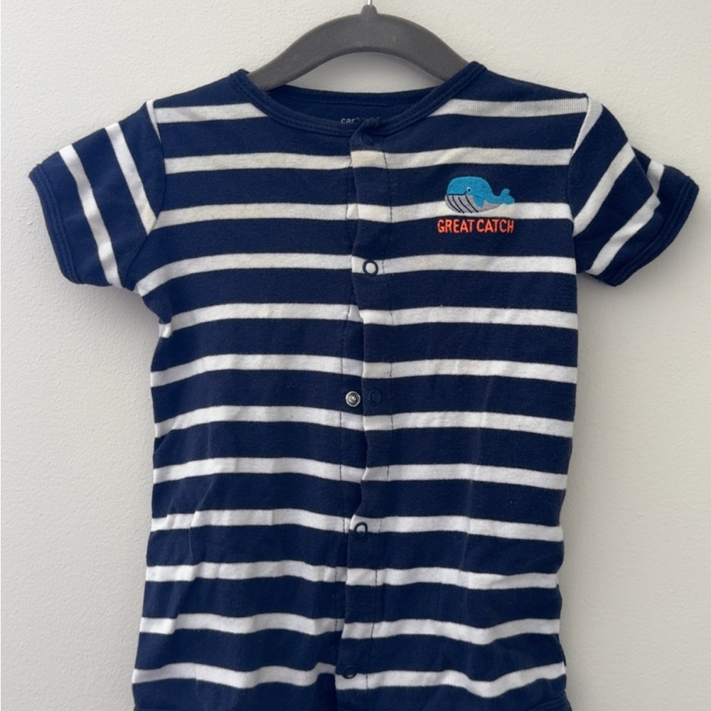 Carter's Navy and White Striped Baby Romper